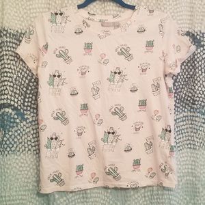 Pink Bershka cactus t-shirt